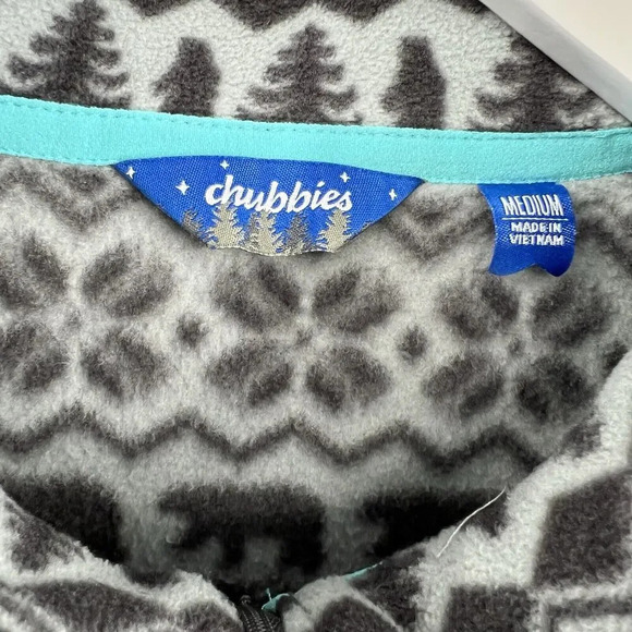 Chubbies‎ The Bear Hug Gray Fleece Pullover 1/4 Zip Nordic Men’s Size Medium - Picture 8 of 9